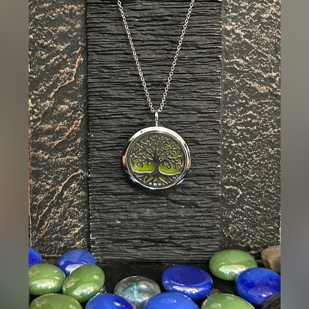 Silver Tree of Life Locket Pendant Necklace
